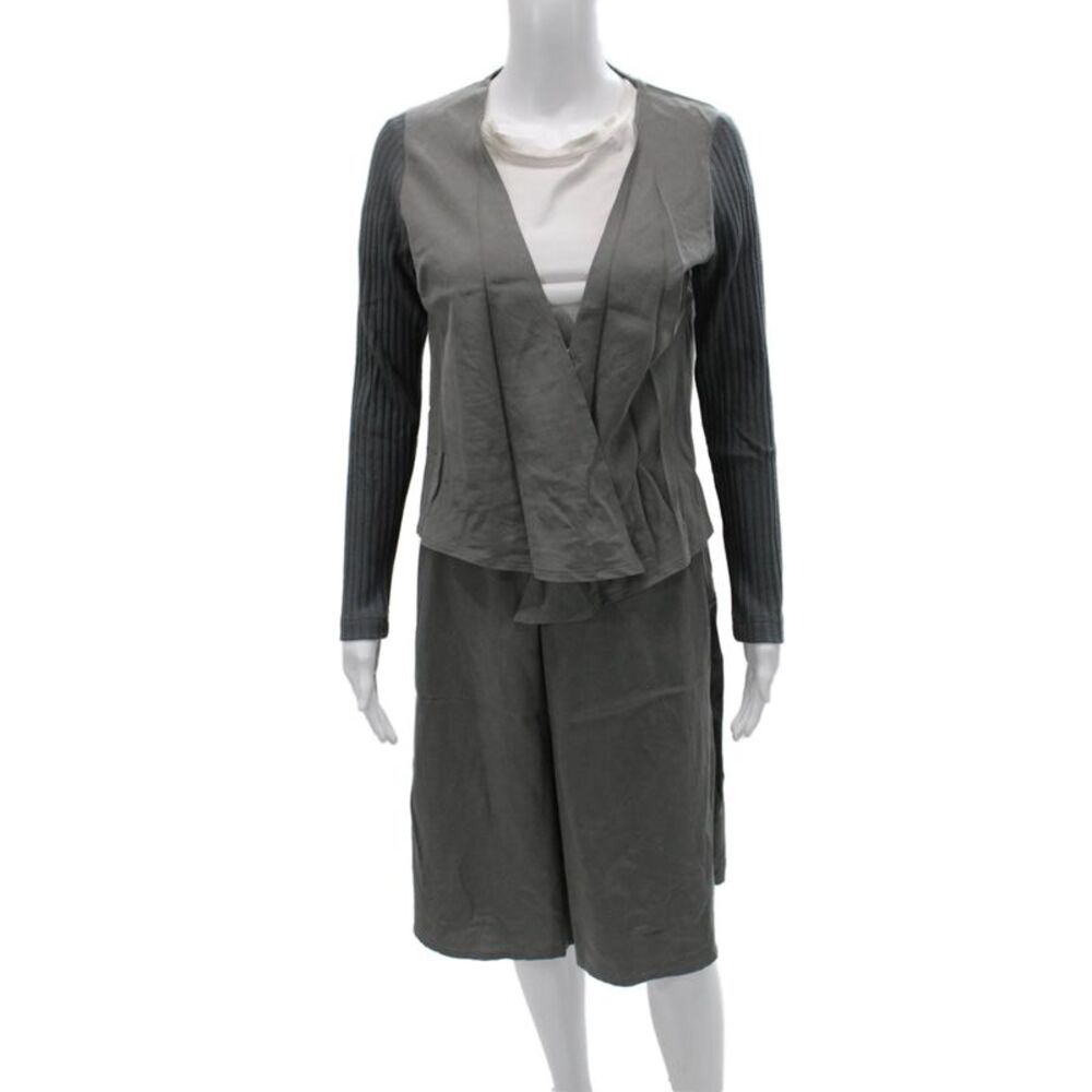 Nix Women Basic Jacket Gray Tencel V Neck Pullover Long Sleeve Size 38
